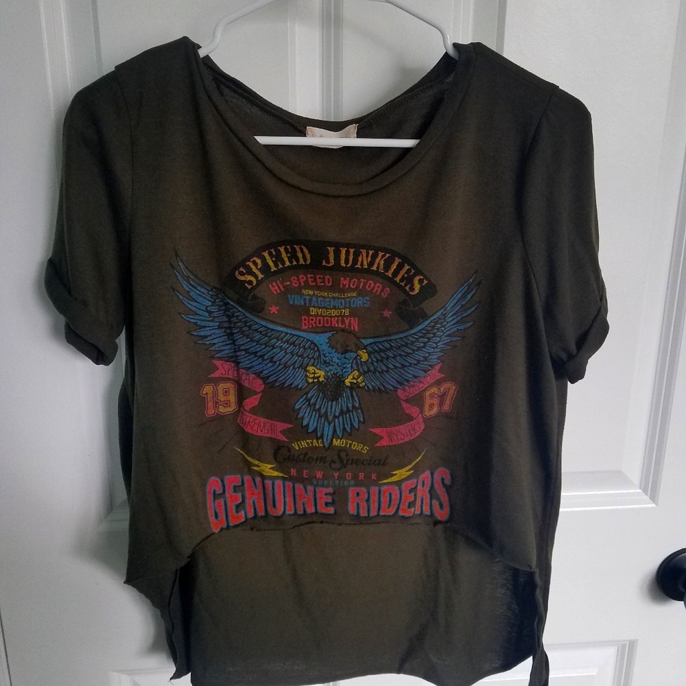 Olive hi top crop top t-shirt